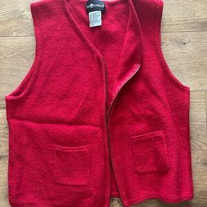 Red Sleeveless Vest with Pockets